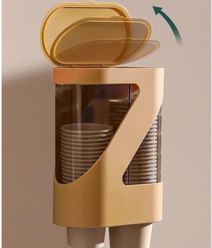 Bathroom Wall Mount Cup Dispenser Creative Pull Type Cup Holder Double Tube Plastic Or Paper Cup Dispenser for Home Hospital Office Gym Dispensador de Vasos Bracket(Green)