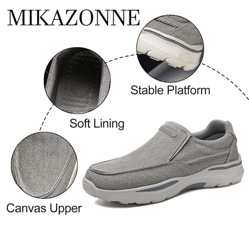 Men's Canvas Lightweight Non Slip Platform Loafers Comfort Breathable Outdoor Casual Slip On Sneakers for Hiking Walking Work3
