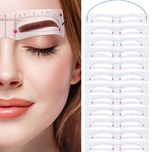 Eyebrow Stencil,Eyebrow Shaper Kit 12 Styles 3 Minutes Makeup Tools For Eyebrows Extremely Elaborate Reusable Eyebrow Template Eyebrow Gel Eyebrow Dye Stencils for A Range Of Face Shapes