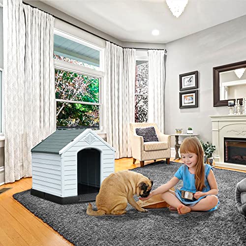 YITAHOME Large Plastic Dog House Outdoor Indoor Doghouse Puppy Shelter Water Resistant Easy Assembly Sturdy Dog Kennel with Air Vents and Elevated Floor - Image 4