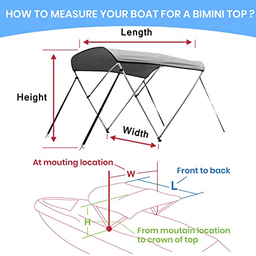 Image of Leader Accessories 10 Colors 3-4 Bow Bimini Top for Boats Boat Canopy Cover