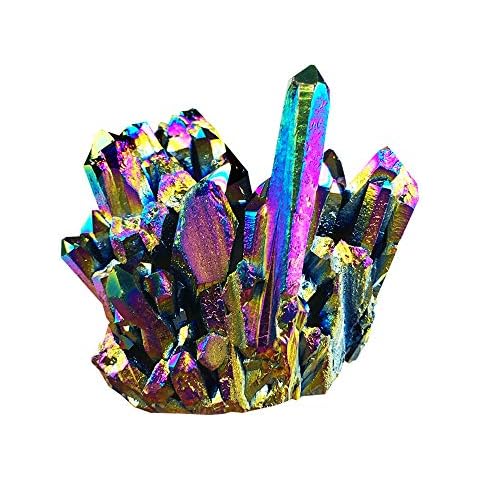 Wixine 1Pcs 30g Quartz Crystal Rainbow Titanium Cluster Mineral Specimen Reiki Healing Cover