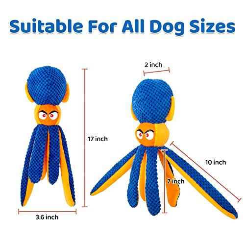 Little Guy Octopus Dog Toy Stuffed Animals,Squeaky Dog Chew Toy,Plush Cute Doggies Toy,Puppy Interactive Toy For Dental Health Anxiety Reduce Boredom Relief Teeth Body Exercise Blue #TOP4