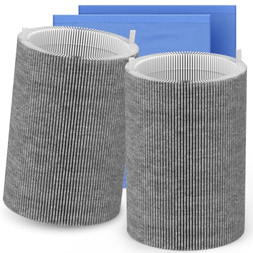 Image of 2 Packs Upgraded 411 Mix HEPA Carbon Replacement Filter Compatible with Blue Pure 411, 411+, 411 Auto & Mini Air Cleaner Purifier with 2pcs Outer Cloth Pre-Filter Cover