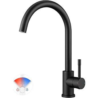 CECIPA Kitchen Tap Black 360  Swivel High Pressure Kitchen Tap Black