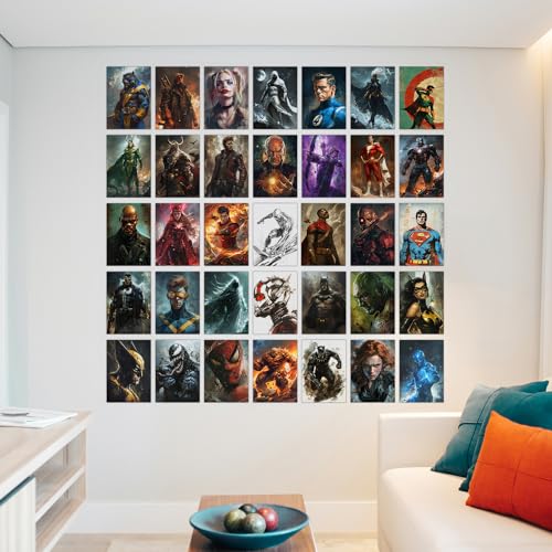 Image of Wallgasm Superheroes Poster Set - 54 Posters, 4 x 6 Inches - Set for Bedroom: Superman, Batman, Spiderman, Avengers