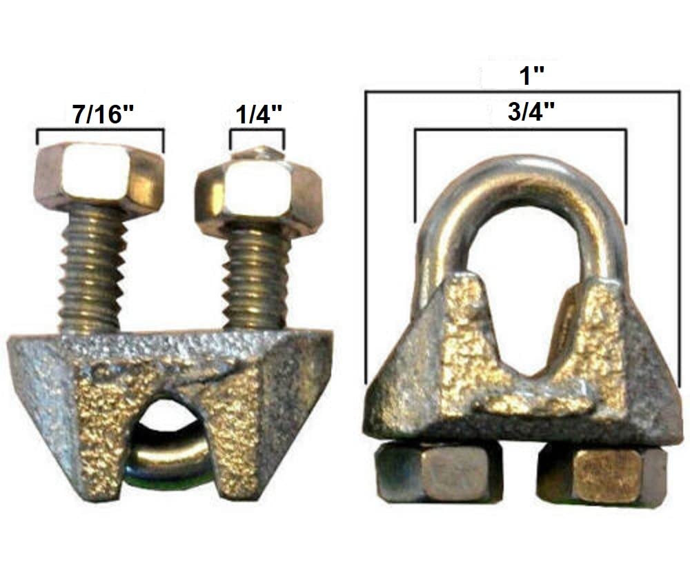 Cable Clamps U-Bolts Galvanized Clamps Steel Aircraft Cable Wire Clips U Bolts (3/16