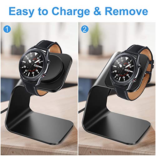 CAVN Charger Dock Compatible with Samsung Galaxy Watch Active 2 40mm / 44mm, Galaxy Watch 3 41mm / 45mm Smartwatch, Aluminum Charging Stand Station Cradle Base Accessories (Black)