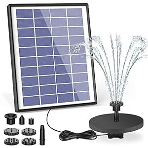 AISITIN 6.5W zonne-energie fontein pomp met 1500mAh batterij zonne-waterpomp drijvende fontein, 6 sproeiers, voor…