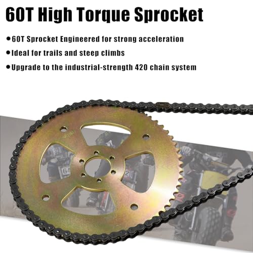 Image of JNDO Mini Bike Sprocket 60T 420 Chain 6 Hole High Torque Rear Sporcket for Coleman CT100U B100 Baja Doodle Bug DB30 Monster Mega Moto Motovox MBX10