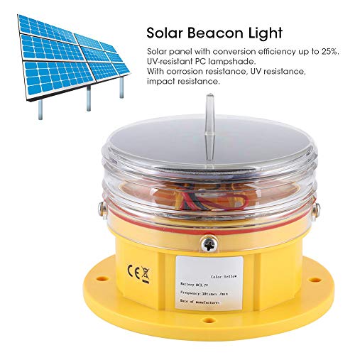 Solar Safety Light LED IP68 Waterproof Yellow Light Ship Beacon Light Navigation Light Flashing Floating Marine Boat Accessories for Traffic Barriers Airport Runways - Image 3
