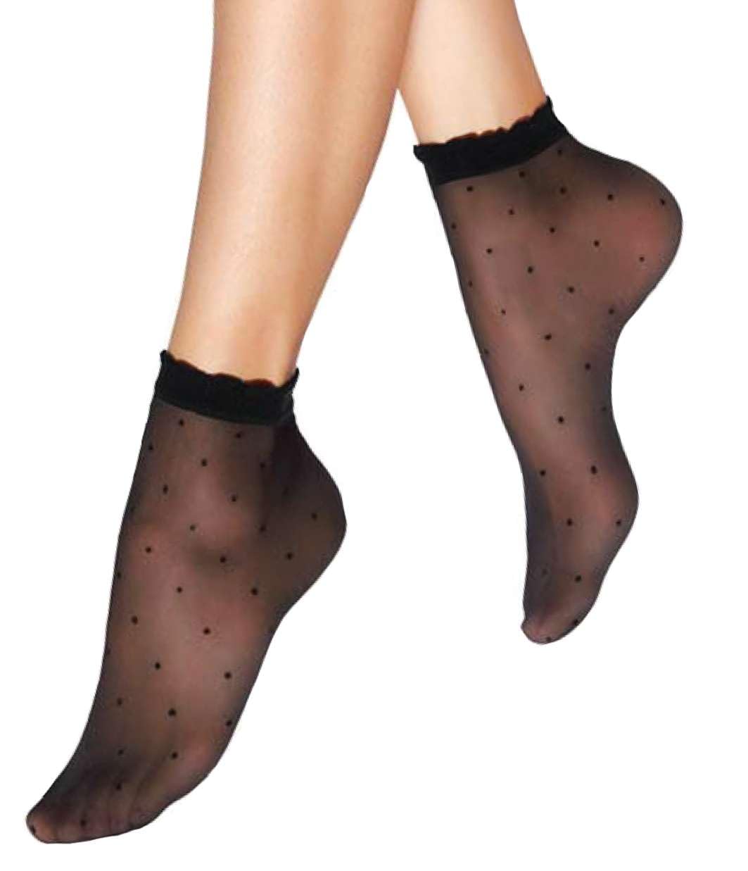 Aurellie Women's Dots Black Sheer Pattern Ankle Socks Summer 20 Den