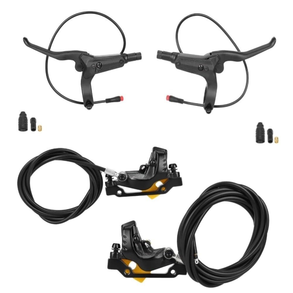 Kit de frein à disque à quatre pistons avec leviers Y5, 1350 mm + 2200 mm, conduites de frein pour scooter électrique pour adultes, avant gauche et arrière droit, noir doré (gauche + droite)