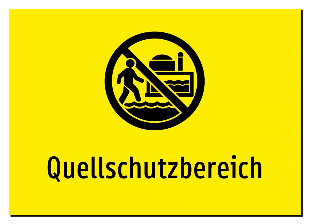 Quellschutzbereich | Aluminiumschild A2, 594 x 420mm | mit Symbolgrafik und Text