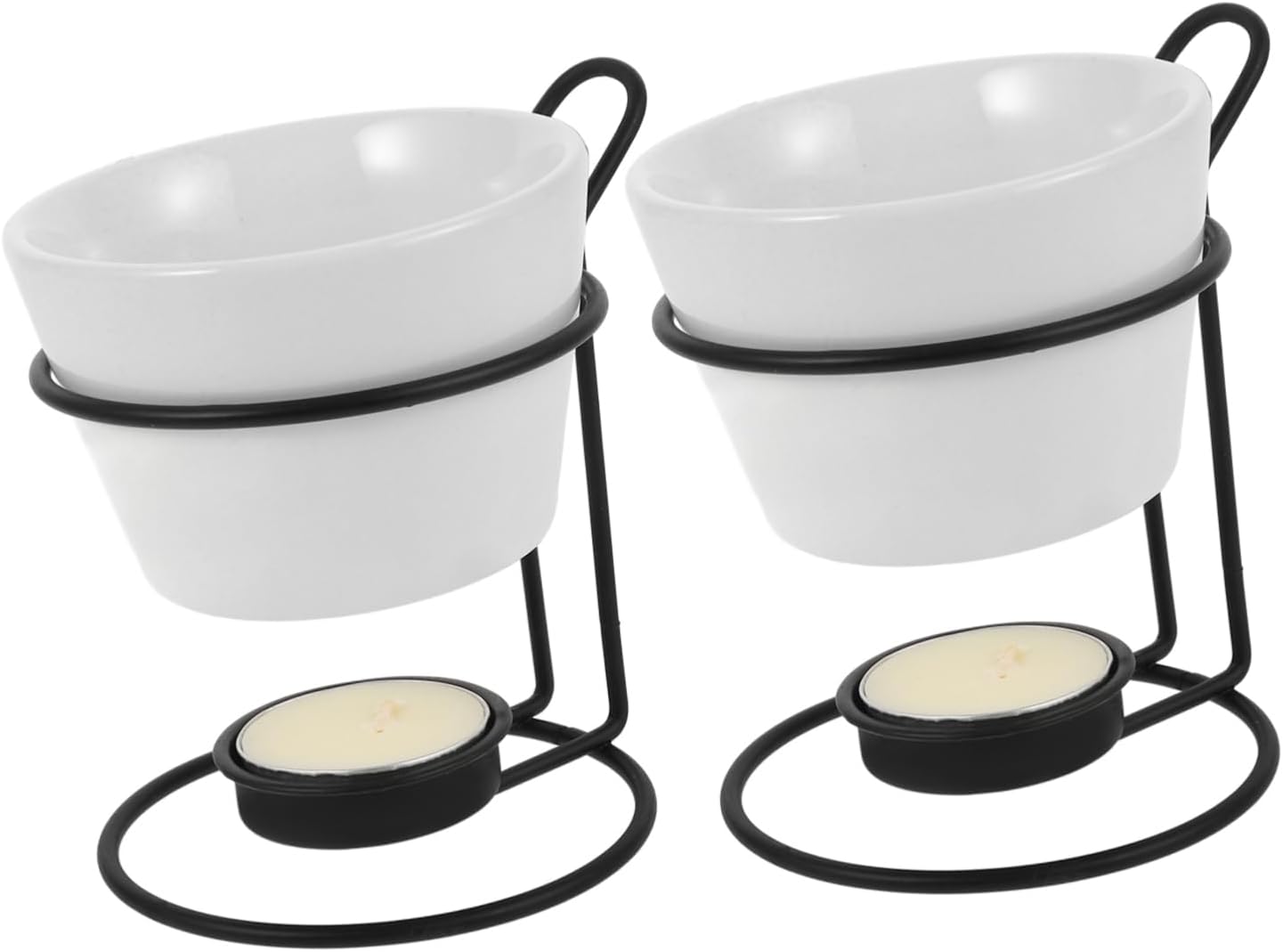 2sets Ceramic Butter Warmer Chocolate and Cheese Melting Ceramic Fondue Pot Removable Design for Easy Cleaning for Dipping and Entertaining