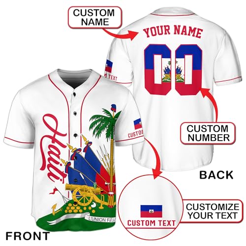 Haiti Jersey Men, Haiti Jersey Baseball, Personalized Haiti Baseball Jersey Men miniatura 3