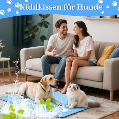 AZVFLY Kühldecke Hund Waschbar Kühldecke Katzen: Ungiftig Kühlkissen für Haustiere Faltbar Kühlmatte Hund Schlafplätze & Möbel für Hunde im Sommer (100 * 70CM-Blau)