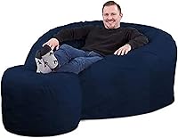 Vista 20 de ULTIMATE SACK 6000 Silla Puf de 6 Pies con Reposapiés, Funda de Gamuza Negra – Tumbona de Espuma de Gran Tamaño, Asiento de Suelo, Sofá Pequeño