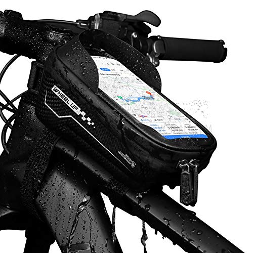 Fahrradlenkertaschen, Fahrradtasche mit wasserdichter Touchscreen-Handyhülle, Fahrradtasche mit Kopfhörerloch für iPhone/Samsung/LG/Sony etc.