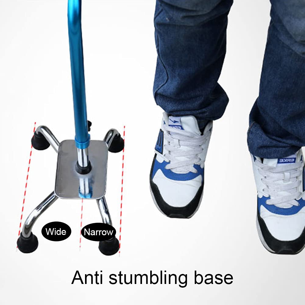 Bastón de cuatro patas de aleación de aluminio de altura ajustable para personas mayores
