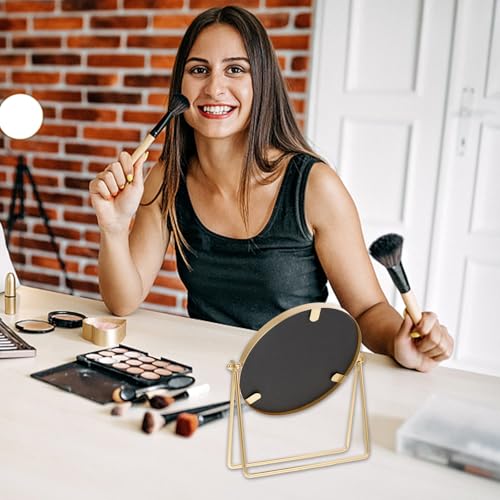 Espejo de Mesa Redondo Pequeño Dorado para Maquillaje miniatura 6