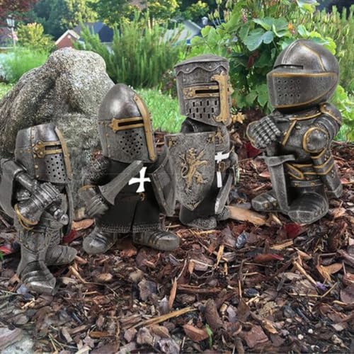 Swtgaah Gartenzwerg-Statue Ritter-Statue Ritter-Zwerg-Skulptur Ritter-Wächter-Skulptur Gartenzwerg-Ornamente Geeignet für Gärten Rasenflächen und Innenhöfe (Ritter E)