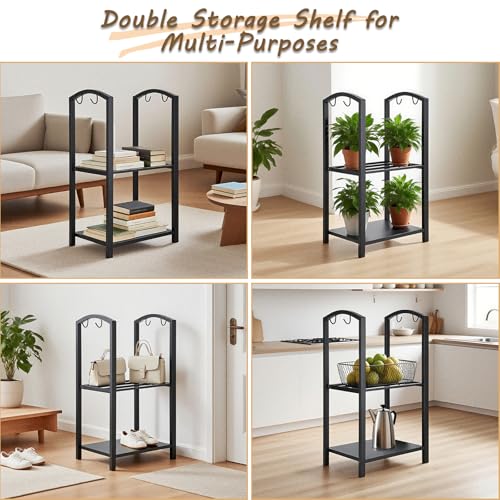 FEED GARDEN Firewood Rack Indoor Outdoor with Tools, 5-Piece Fireplace Tools Set, Fireplace Log Holder, Heavy-Duty Steel Firewood Storage Rack for Fireplace, Fire Pit, Wood Stove-Black, 29\" H