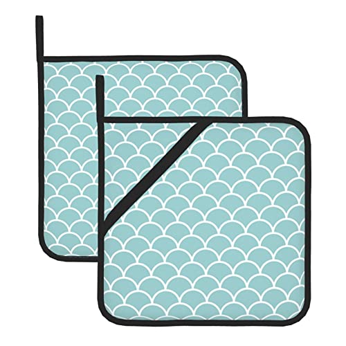 Mermaid Kitchen Pot Holders Hot Pad, Potholders Hot Pads For Kitchen,Washable Pot Holder Oven Mitts,Heat Resistant Hot Pad Kitchen Decor Accessories For Cooking And Baking（2 Sets #TOP6