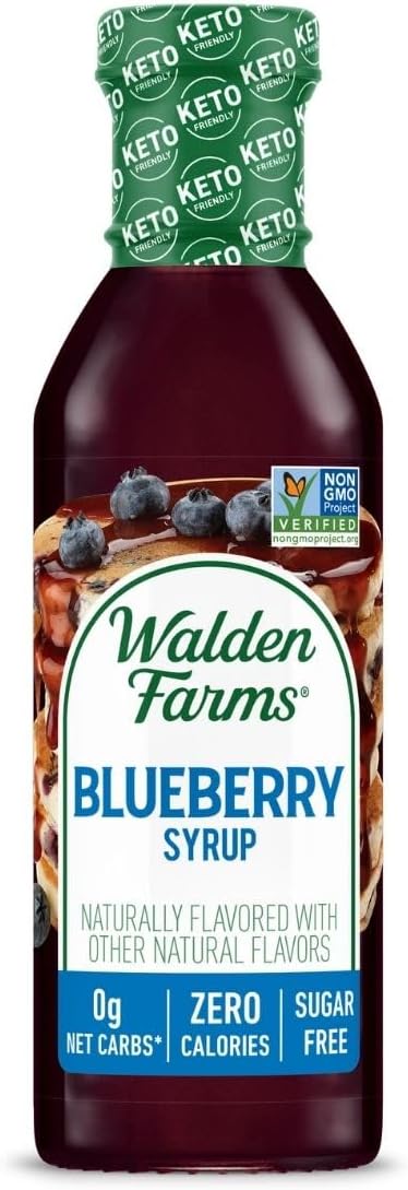 Walden Farms Blueberry Syrup – Perfect for Pancakes, Waffles, Desserts – Zero Calorie, Sugar-Free, Low Carb, Keto-Friendly, Gluten-Free, Vegan – 12 oz Bottle