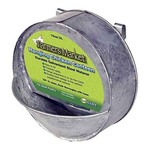 Ware Manufacturing Hanging Chicken Canteen Waterer for Chickens Silver 16 oz. Cover