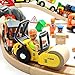 Wooden Train Cars Track Accessories Set Rescue Roller Truck and Mix Truck Toys Small Vehicles Magnetic Train Cars Fit for Wooden Train Track Railway for Boys and Girls (Engineering Set)