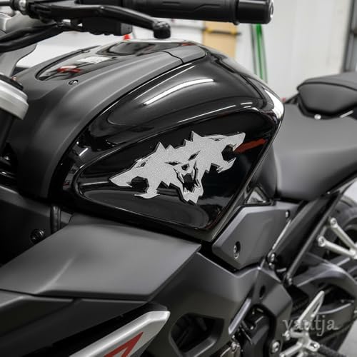 Image of Yautja 3D Metal Cerberus Emblem Decal Wolf Head SilverGlitter Badge Sticker | Wolf Pack Emblem Decal, Zinc Alloy Rear Side Front Badge, Universial Decorative Decal for Cybertruck Truck Motorcycle Trunk