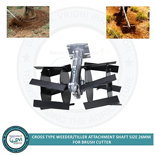 Image of DVI Rotary Weeder Attachment Cross Type Suitable for Any Type of Brush Cutter(2 Stroke /4 Stroke) 9 Teeth SPILINE Used for Weeding in Agriculture (for 26MM 9 Teeth SPILINE Shaft)