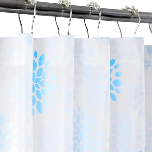Miniatura 7 de Ga-Geetopia Nuevo diseño de panal 3D  Forro de cortina de ducha de plástico EVA azul, peso ligero de 72 x 72 pulgadas, forro de cortina de baño para