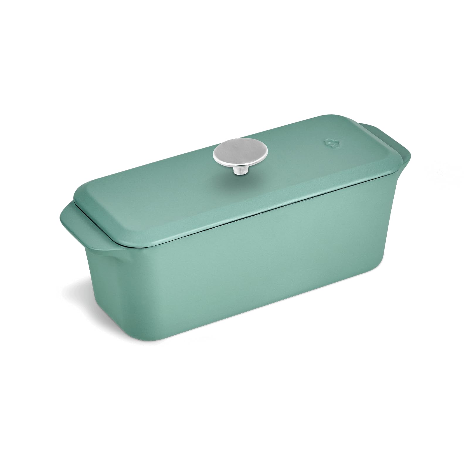 Springlane Kitchen Kastenform Gusseisen mit Deckel 3L, Emaillierte Brotbackform für saftiges Brot, Pasteten & Aufläufe, Robuster Gusseisenbräter 33,5 x 13 cm, Mint