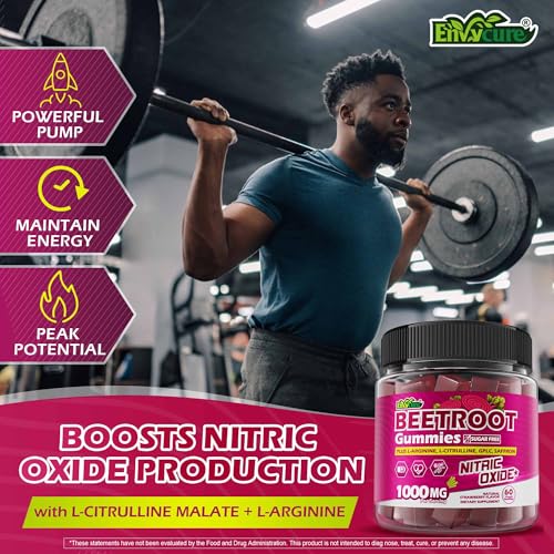 Image of Organic Beet Root Gummies with L-Citrulline & L-Arginine, Nitric Oxide Supplements for Men and Women, Grape Seed, Pomegranate, Saffron for Circulation, Vascular & Vitality, Vegan, Sugar Free, 120 Cts