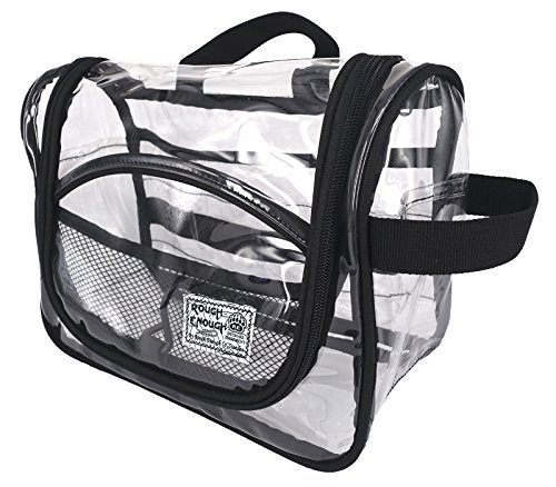 Rough Enough Clear Travel Hanging Toiletry Bag Cosmetic Makeup Pouch for Travel Accessories Luggage Toiletries Storage Organizer for Women Men School Teen Boy Girl Outdoor Trip with Zipper and Hooks