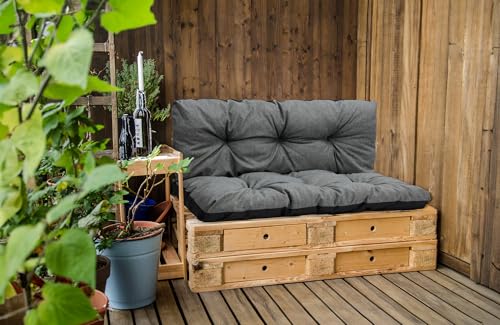 Amazinggirl Palettenkissen Outdoor Kissen Sitzkissen 120x80 cm - Auflagen für Paletten Europaletten Palettensofa und Palettenmöbel Palettenpolster Outdoorkissen Gartenkissen Grau B