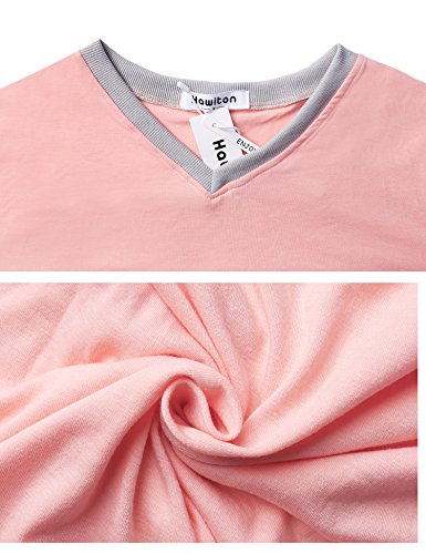 Hawiton Women's Cotton Long Sleeve Pajamas Set Sleepwear Dot Pattern Bottom Lounge Nightgowns Orange