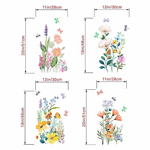 AnFigure Watercolor Flower Wall Stickers, Colorful Floral Wall Decals - Image 4