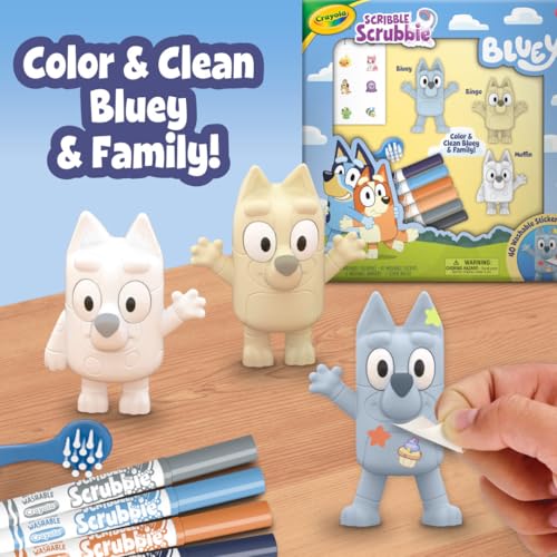 Crayola Scribble Scrubbies Deluxe Bluey Playset (3ct), Toddler Arts & Crafts Kit, Washable Stickers, Bluey Toys, Gift for Girls & Boys, Ages 3+ by Crayola - Used condition - Image 6