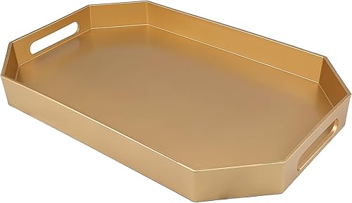 Bandeja decorativa azul real con asas, bandeja rectangular versátil para mesa de café, otomana, ideal para servir, exhibir, organizar, 15.7 x 10.2 x