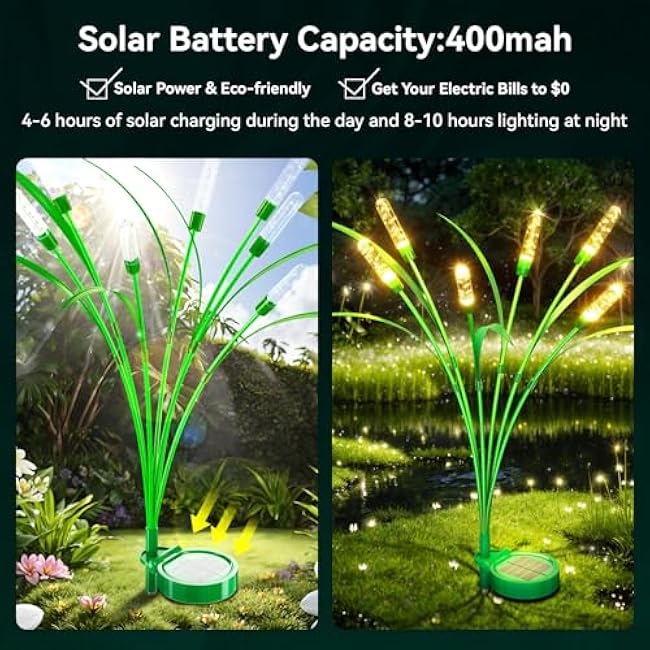 Solar Garden Lights 2 Pack, 16LED Swaying Solar Lights for Mother's Day, 30 Inches Waterproof Yard Light for Pathway Yard Outdoor Garden Decor, Gardening Gifts, Warm White