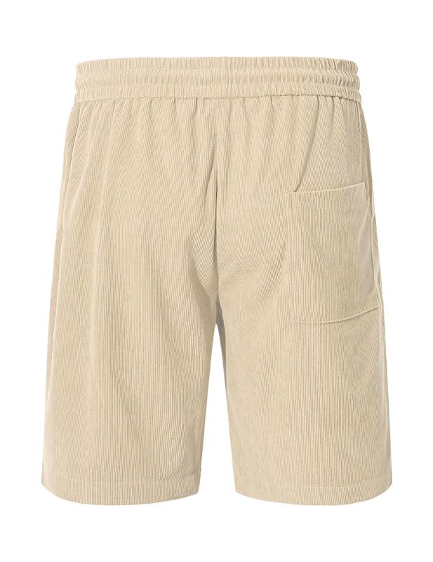 Pantalones Cortos Hombre Algodón Verano Cordón Elástico Casual Shorts con Bolsillos
