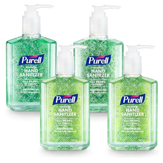 PURELL Advanced Hand Sanitizer Soothing Gel, Fresh Scent, 8 fl oz Pump Bottle (Pack of 4), 9674-06-ECDECO