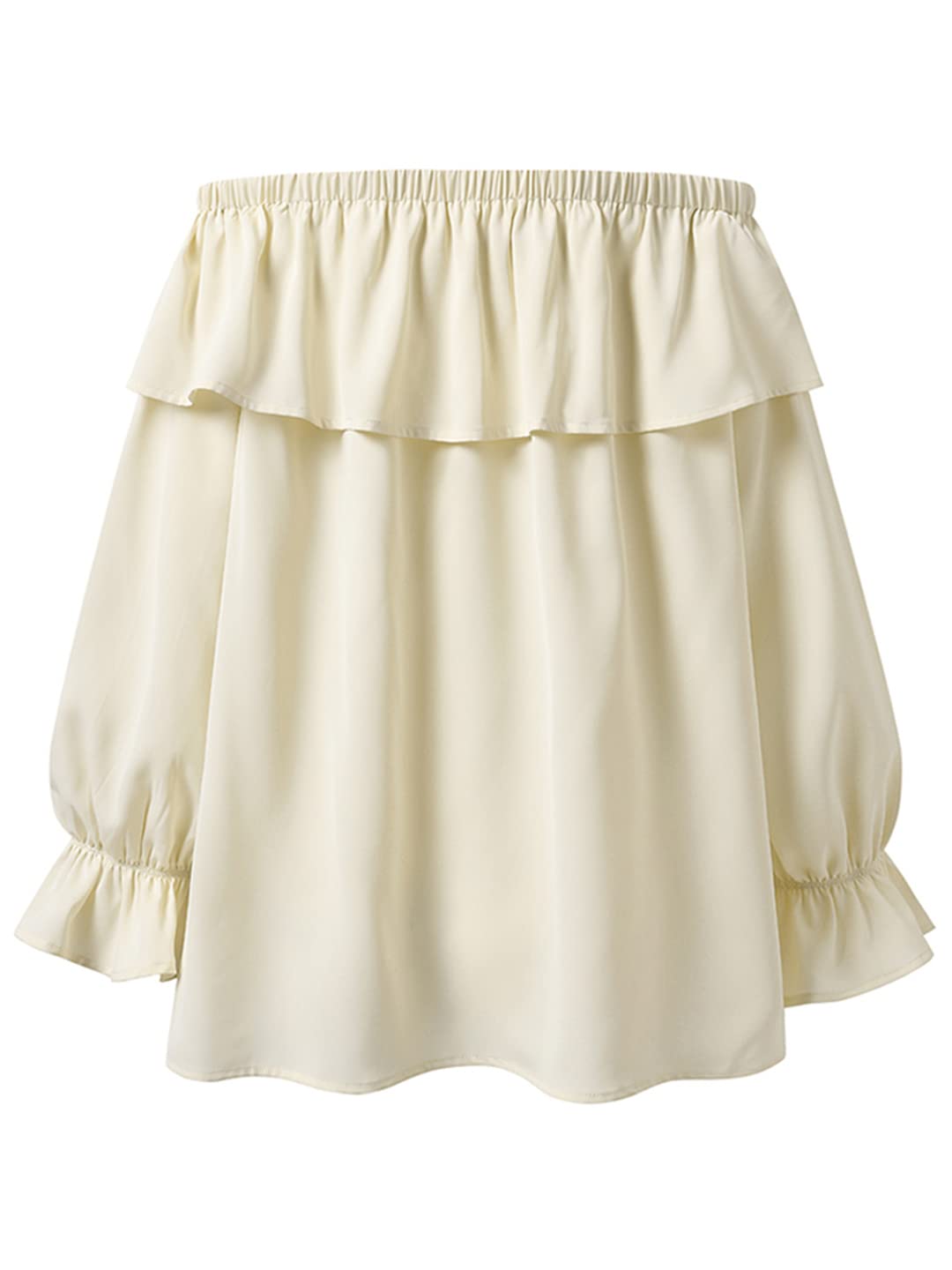 Générique Femmes Sexy Hors épaule Blouses été Flare à Manches Longues Couleur Unie Tunique Hauts Dames Hauts à Volants