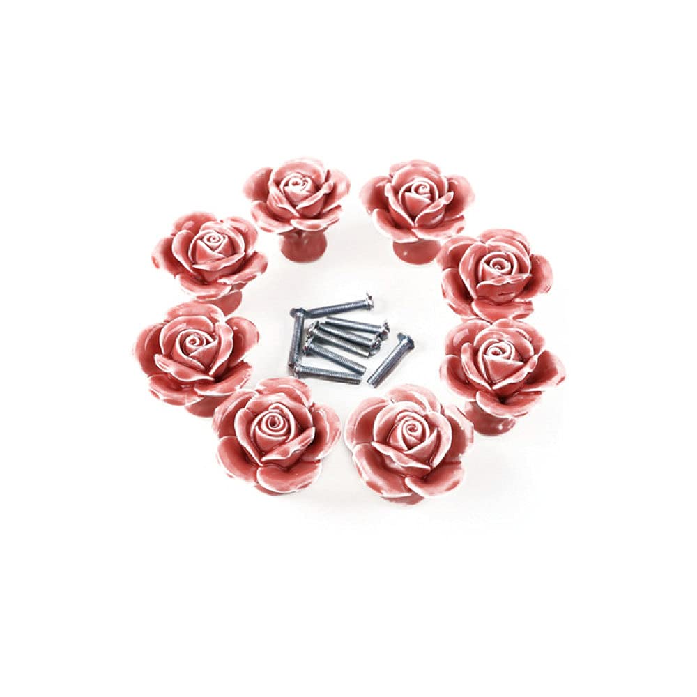 Boutons de tiroir rose en céramique XXL pour créer une cuisine romantique