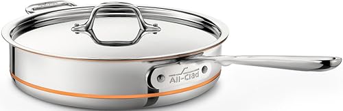 All-Clad 6403 - Cacerola con tapa de acero inoxidable con un núcleo de 5 capas, apto para lavaplatos, Plateado