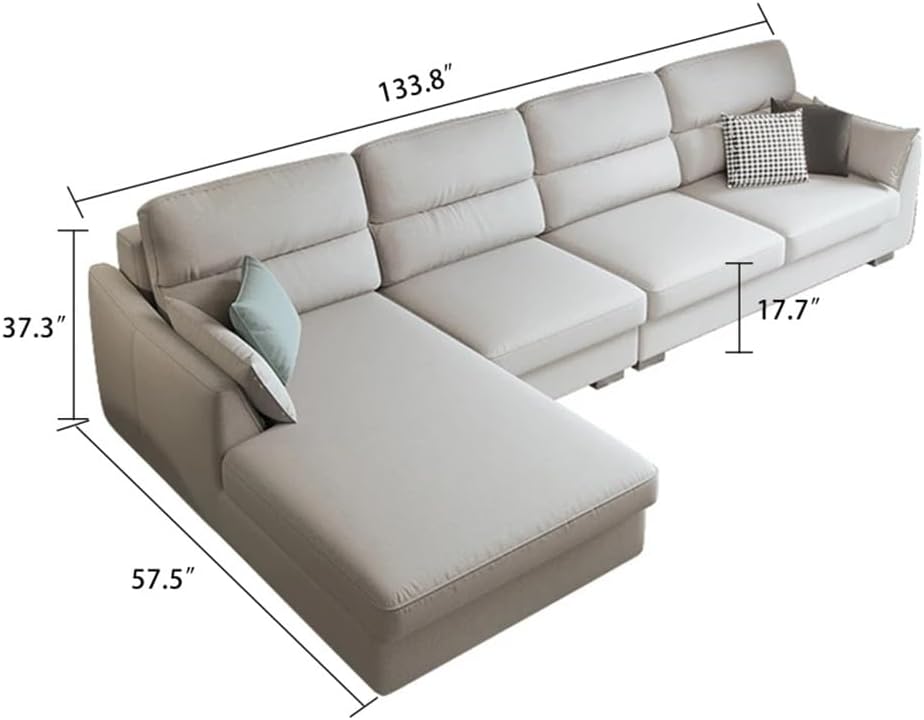 Sofa Linen Living Room Hardwood Frame 133.8"(L) x57.5(W) x37.3(H)