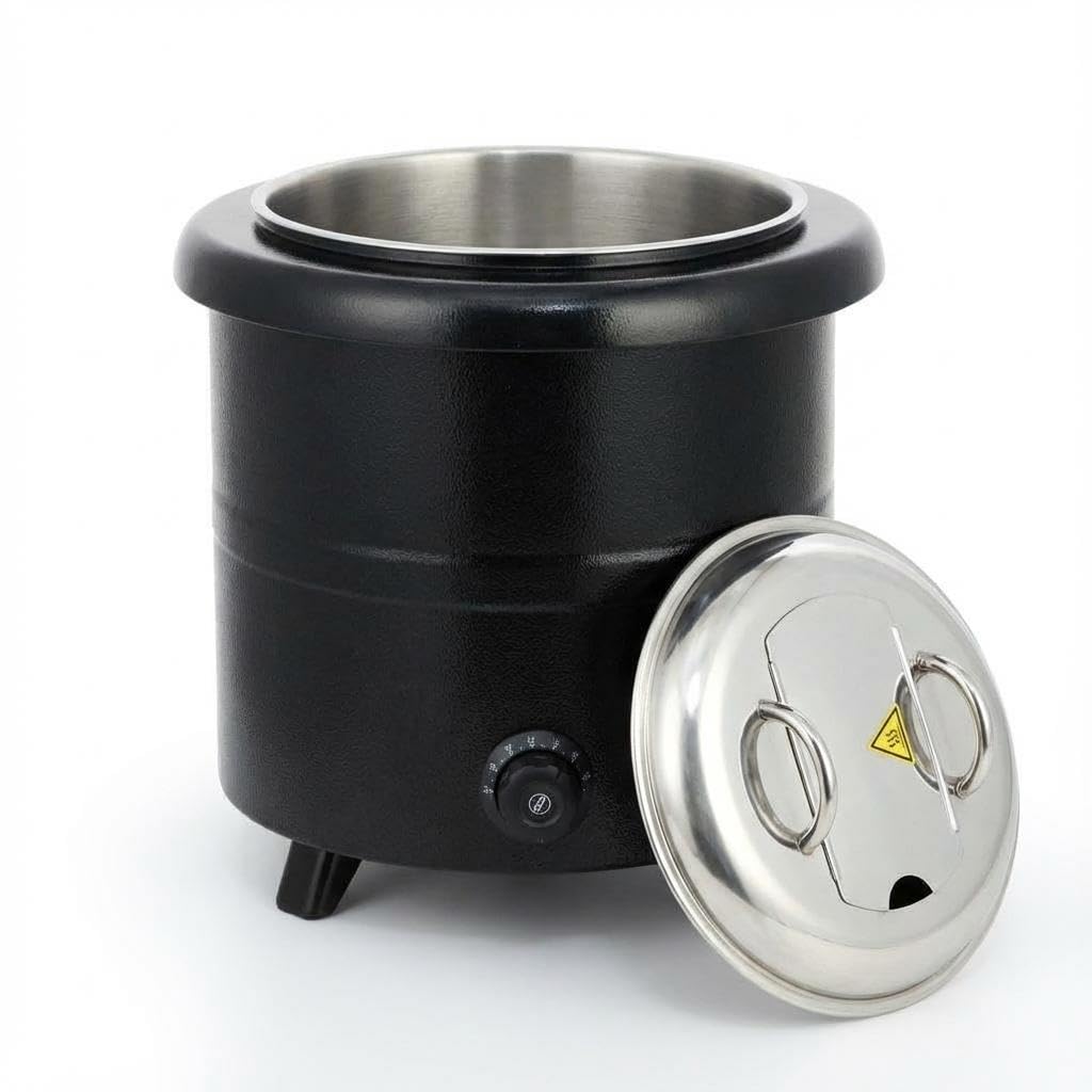 13.7-Quart Commercial Electric Soup Warmer – Stainless Steel Food Warmer with Adjustable Temp Control, Hinged Lid & Detachable Pot for Restaurants,